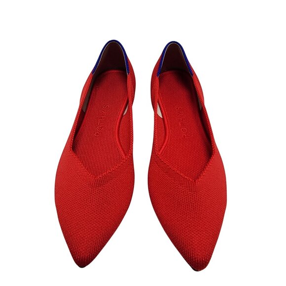Rothys Bright Red Pointed Toe Womens Flats Size 5.5 - Picture 4 of 13